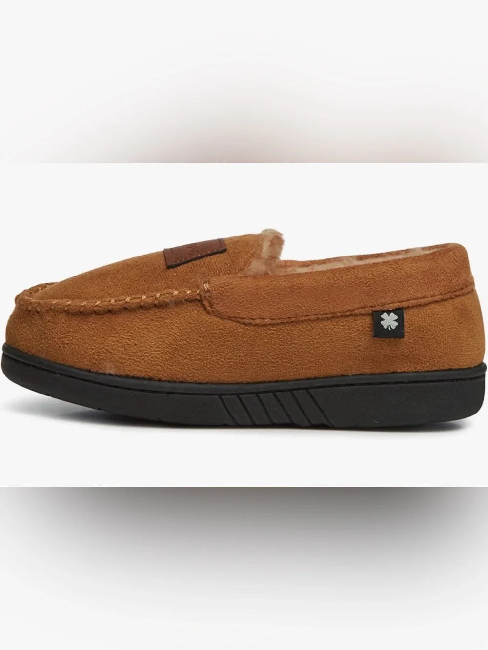 BNWOT Lucky Brand Boys Big Kid SZ6 Tan Faux Fur Moccasin Slippers Indoor/Outdoor
